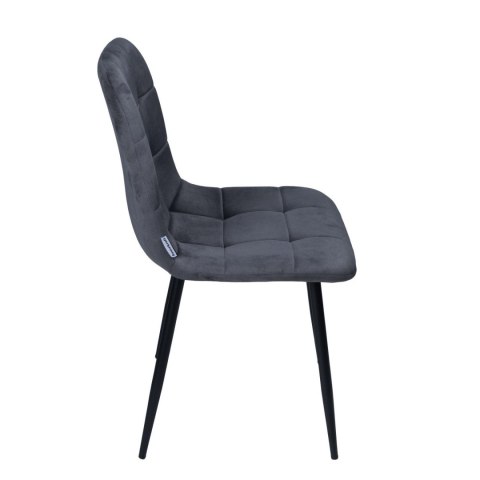 Krzesło tapicerowane welurowe do salonu jadalni velvet loft grafitowe