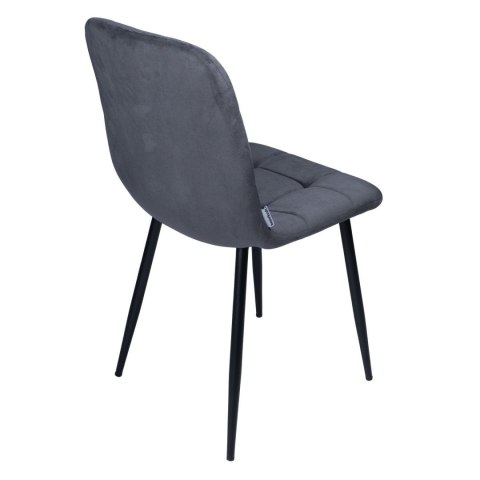 Krzesło tapicerowane welurowe do salonu jadalni velvet loft grafitowe