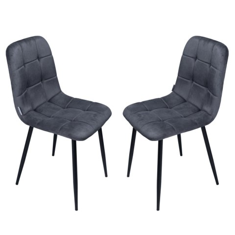 Krzesło tapicerowane welurowe do salonu jadalni velvet loft grafitowe