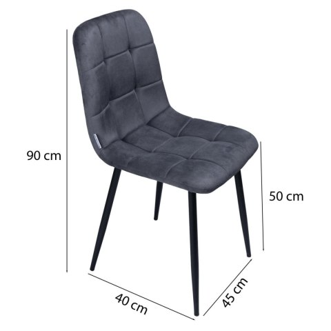 Krzesło tapicerowane welurowe do salonu jadalni velvet loft grafitowe
