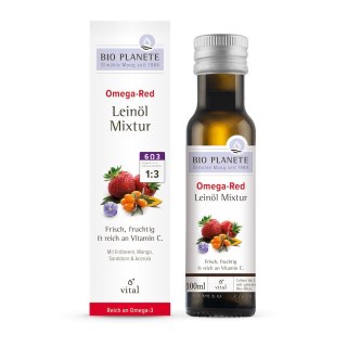 OMEGA RED - MIESZANKA Z OLEJEM LNIANYM (ROKITNIK, MANGO, ACEROLA, TRUSKAWKA) BIO 100 ml - BIO PLANETE