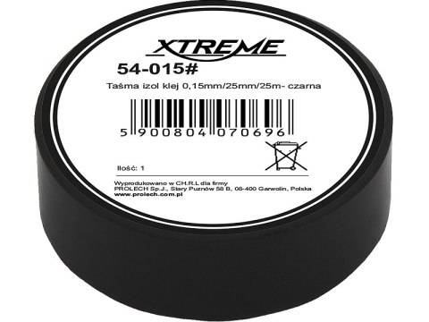 54-015# Taśma izolacyjna klejąca 0,15mm/25mm/25m - czarna