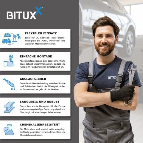 Bituxx ręczna pompka napełniająca / przelewowa 0,5 l Mocna konstrukcja