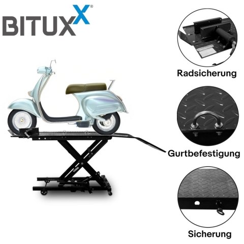 Hydrauliczny podnośnik nożycowy do motocykli 360 kg - czarny