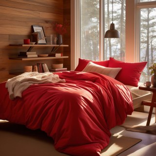 Pościel satyna bawełniana CZERWIEŃ 029/160x200
