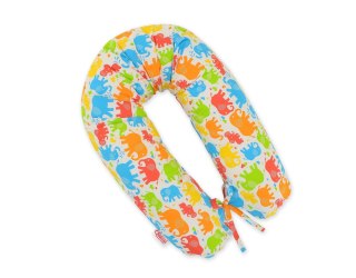 Bawełniana poszewka do poduszki ciążowej Longer - Kolorowe słonie