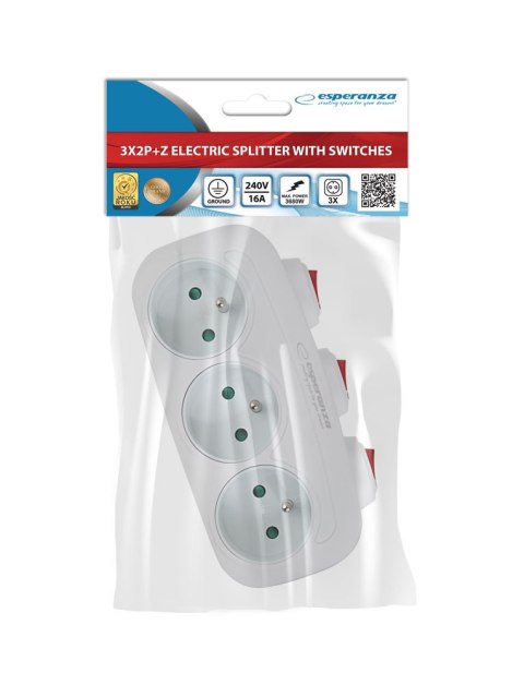 ELK307W Esperanza rozgałęźnik elektr. 3 gn. wł. biały