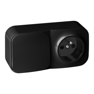 Łącznik n/t jednobiegunowy + Gniazdo pojedyncze ToDo, IP20, 2P+Z, czarny