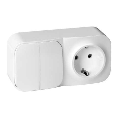 Łącznik n/t świecznikowy + Gniazdo pojedyncze ToDo, IP20, 2P+Z, Schuko, biały
