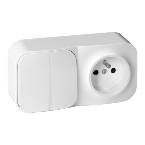 Łącznik n/t świecznikowy + Gniazdo pojedyncze ToDo, IP20, 2P+Z, biały