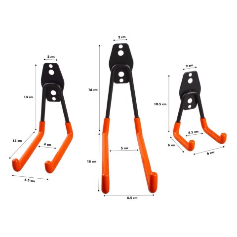 Uchwyt ścienny do garażu Maclean, na opony, narzędzia ogrodnicze, drabinę, węże. stalowy, max. obciążenie 70kg, MC-442