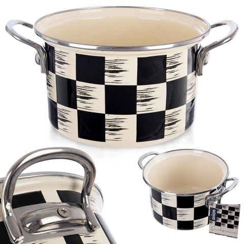 Garnek Emaliowany 2 L ORION SZACHOWNICA 18 cm Indukcja Zmywarka