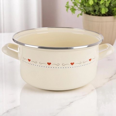 Garnek Emaliowany 4 L ORION TONCA Kremowy 24 cm Indukcja Zmywarka