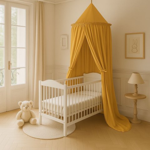 Baldachim wiszący bawełniany do pokoju dziecięcego - musztardowy