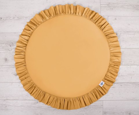 Zestaw: baldachim wiszący do pokoju dziecięcego, mata z falbanką, poduszki - musztardowy