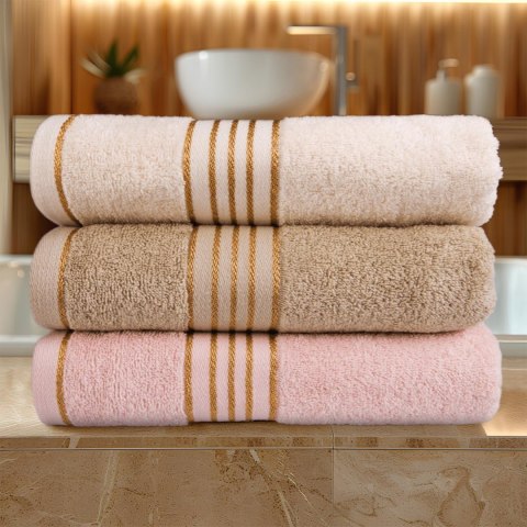 Ręcznik D Bawełna 100% Tiwano Cappuccino + Czarny (P) 2x30x50+2x50x90+2x70x140 kpl.