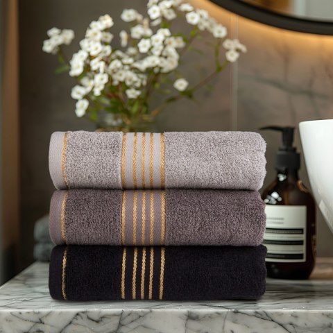 Ręcznik D Bawełna 100% Tiwano Cappuccino + Czarny (P) 2x50x90+2x70x140 kpl.