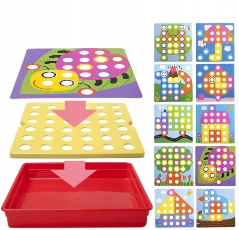 Mozaika Montessori guzikowa dla malucha układanka trening rączki