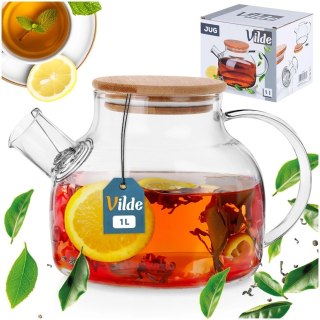 Dzbanek do Serwowania Kawy Herbaty Szklany z Sitkiem Wylewką VILDE 1 l
