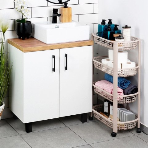 Organizer na Kółkach Beżowy EXCELLENT HOUSEWARE 4-Poziomowy 46x26x79 cm