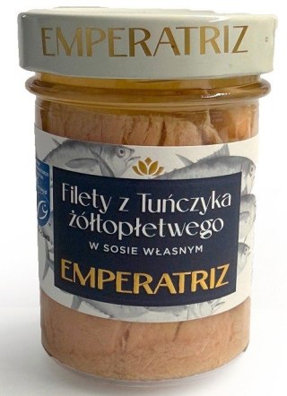TUŃCZYK ŻÓŁTOPŁETWY FILETY MSC W SOSIE WŁASNYM 185 g (130 g) (SŁOIK) - EMPERATRIZ