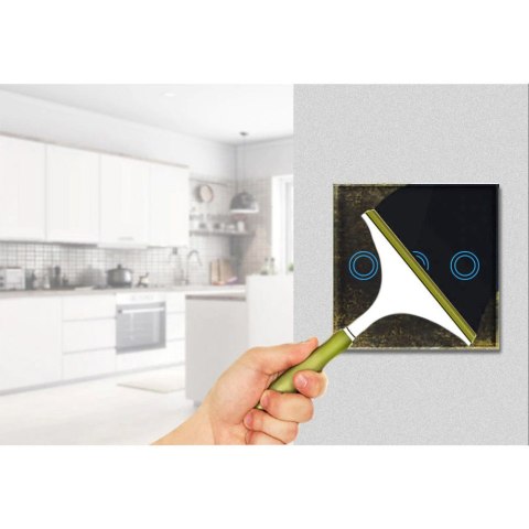 Dotykowy włącznik światła Maclean, Potrójny, Szklany, Czarny z okrągłym podświetleniem przycisku, 86x86mm, MCE705B