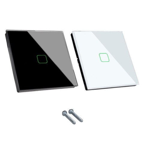 Dotykowy włącznik światła Maclean, pojedynczy, SMART, Tuya APP, szklany, czarny z kwadratowym podśw. przycisku, 86x86mm, MCE716B