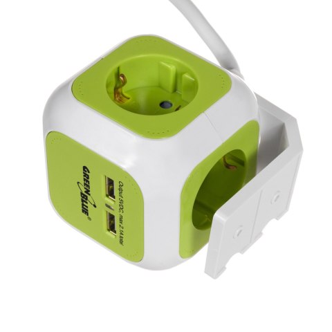 MagicCube poczwórne gniazdko prądowe, 2 wejścia usb 1,4m GreenBlue GB118G wersja niemiecka