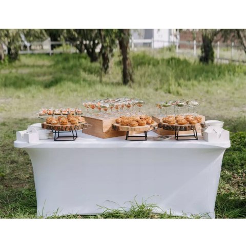 Obrus elastyczny pokrowiec na stół cateringowy biały GreenBlue, 180x75x74cm, Spandex, GB371