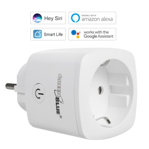 Zdalnie sterowane gniazdko WiFi GreenBlue, Android/iOS/Alexa/Google Home, zuż. energii, timer, max 3680W, typ F, GB720 F