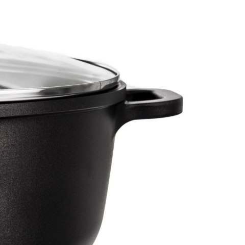 Garnek Indukcja ze Szklaną Pokrywką Granitowy Nieprzywierający ORION 28 cm