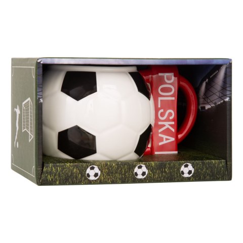 Kubek piłka z szalikiem - Polska i podkładka piłka - prezent dla piłkarza