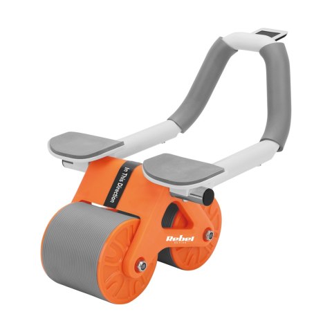 Przyrząd do ćwiczenia mięśni brzucha z timerem, AB roller Wheel AB-3 , kolor szaro-pomarańczowy , REBEL ACTIVE