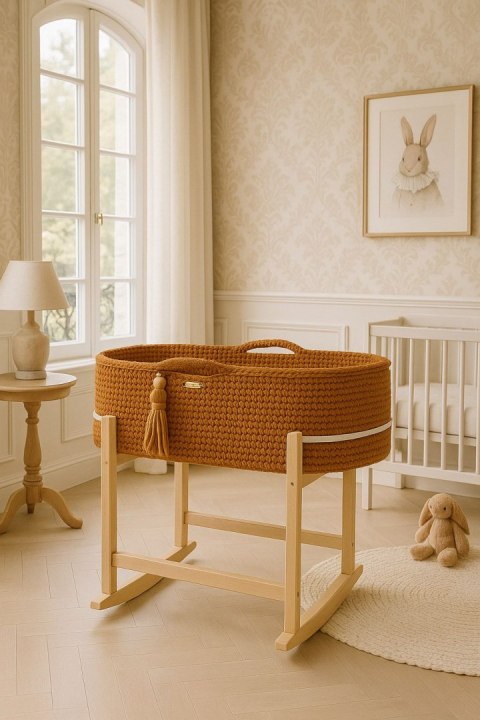 Kosz Mojżesza BOHO Handmade z kołyską - caramel