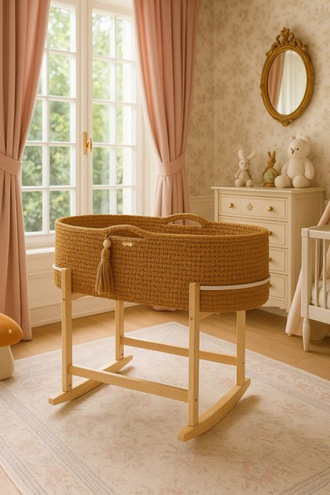 Kosz Mojżesza BOHO Handmade z kołyską - caramel