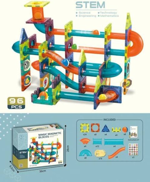ND21_110217 Zjeżdżalnia magnetyczna dla kulek 96 szt.