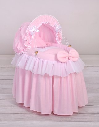 Wózek dla lalek Kosz Mojżesza dla lalek z budką LITTLE PRINCESS różowy