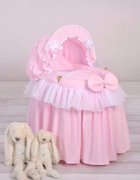 Wózek dla lalek Kosz Mojżesza dla lalek z budką LITTLE PRINCESS różowy