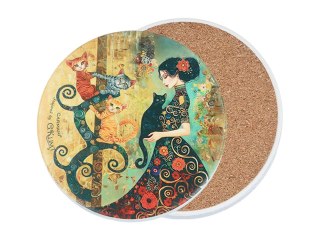 Podkładka ceramiczna, okrągła - Inspirowane malarstwem G. Klimt (CARMANI)