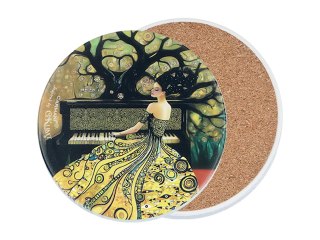 Podkładka ceramiczna, okrągła - Inspirowane malarstwem G. Klimt (CARMANI)