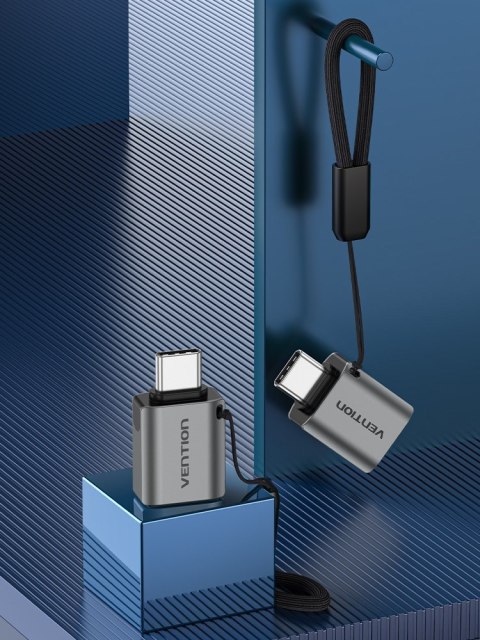 Adapter OTG USB 3.0 Vention USB-C do USB-A szary ze stopu aluminium