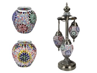 Lampa stołowa - trzy klosze, wielokolorowe