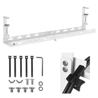 Organizer podbiurkowy na kable Maclean, max. obciążenie 5kg, max. 728mm, biały, MC-103 W