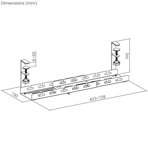 Organizer podbiurkowy na kable Maclean, max. obciążenie 5kg, max. 728mm, biały, MC-103 W