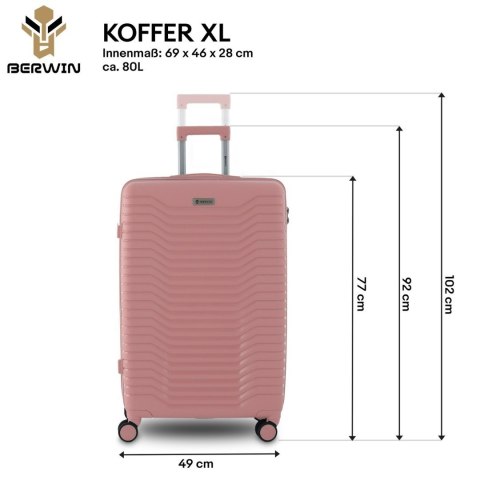 Zestaw 4 walizek podróżnych z beautycase - twarda skorupa, kółka 360° TSA