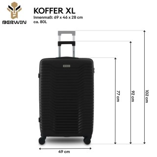 Zestaw 4 walizek podróżnych z beautycase - twarda skorupa, kółka 360°, TSA