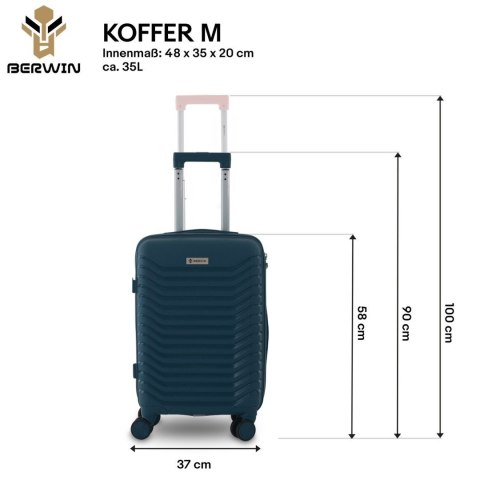 Zestaw 4 walizek podróżnych z beautycase - twarda skorupa, kółka 360°, zamek TSA