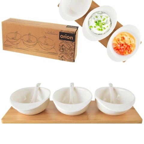 Miseczki na Przekąski WHITELINE 32 cm 7 el na Tacy Bambusowej ORION