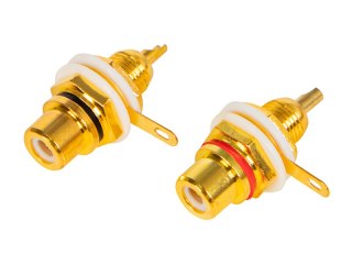 96-747# Gniazdo rca montażowe złote duże 2szt (czarny+czerwony)