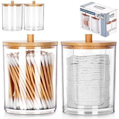 Pojemnik na Patyczki Płatki Bambus 2 szt. VILDE z Podajnikiem 7 x 10 cm